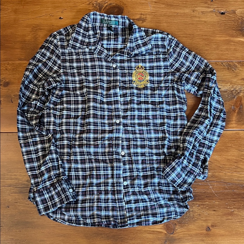 Ralph Lauren Black and White Checkered Button-Down Shirt